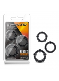 Набор из 3 чёрных эрекционных колец Stay Hard Beaded Cockrings - Blush Novelties - в Муроме купить с доставкой