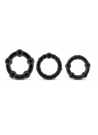 Набор из 3 чёрных эрекционных колец Stay Hard Beaded Cockrings - Blush Novelties - в Муроме купить с доставкой
