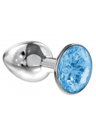 Малая серебристая анальная пробка Diamond Light blue Sparkle Small с голубым кристаллом - 7 см. - Lola Games - купить с доставкой в Муроме