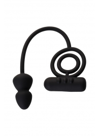 Чёрное эрекционное кольцо с вибропулькой и анальным хвостом - Erotist Adult Toys - в Муроме купить с доставкой