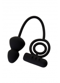 Чёрное эрекционное кольцо с вибростимулятором и анальным хвостом - Erotist Adult Toys - в Муроме купить с доставкой