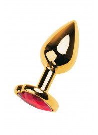 Золотистая анальная пробка с кристаллом-сердцем - 7,5 см. - ToyFa - купить с доставкой в Муроме