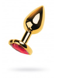 Золотистая анальная пробка с кристаллом-сердцем - 7,5 см. - ToyFa - купить с доставкой в Муроме