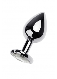 Серебристая анальная пробка с прозрачным кристаллом-сердцем - 8 см. - ToyFa - купить с доставкой в Муроме