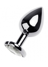 Серебристая анальная пробка с прозрачным кристаллом-сердцем - 8 см. - ToyFa - купить с доставкой в Муроме