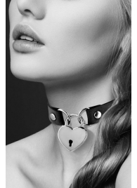 Черный чокер с замком в форме сердца - Bijoux Pour Toi - купить с доставкой в Муроме