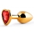 Золотистая анальная пробка с красным стразом-сердечком - 7 см. - Anal Jewelry Plug - купить с доставкой в Муроме