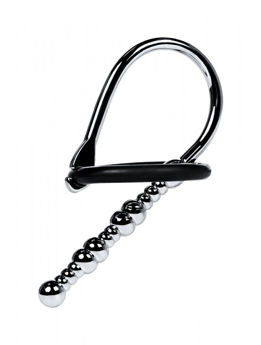 Серебристый уретральный плаг-бусины TOYFA Metal с мягким фиксириющим кольцом - ToyFa - купить с доставкой в Муроме