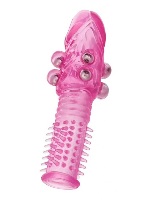 Стимулирующая розовая насадка с шишечками и шипами - 13,5 см. - Toyfa Basic - в Муроме купить с доставкой