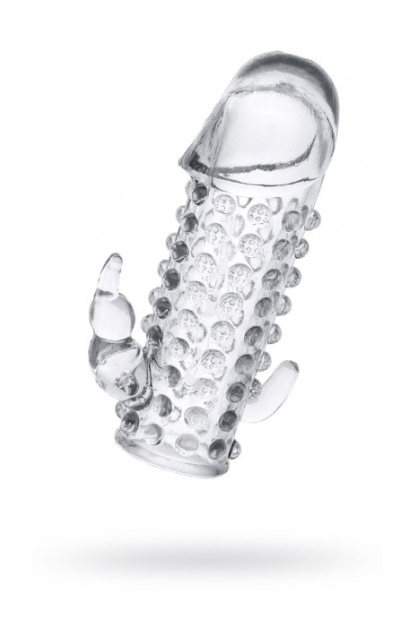 Гелевая прозрачная насадка с 2 отростками - 13 см. - Toyfa Basic - в Муроме купить с доставкой