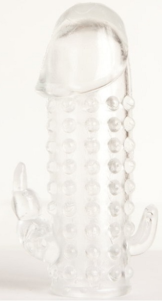 Гелевая прозрачная насадка с 2 отростками - 13 см. - Toyfa Basic - в Муроме купить с доставкой