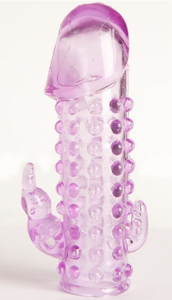 Закрытая фиолетовая насадка с 2 отростками - 13 см. - Toyfa Basic - в Муроме купить с доставкой