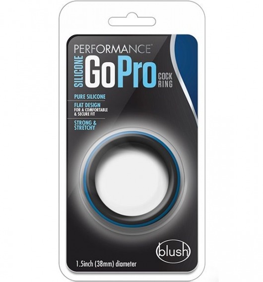 Черно-синее эрекционное кольцо Silicone Go Pro Cock Ring - Blush Novelties - в Муроме купить с доставкой