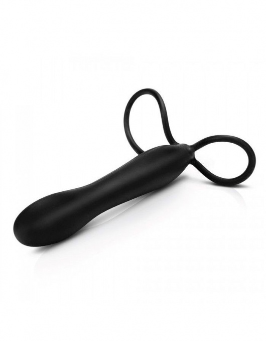 Черная насадка на пенис для двойной стимуляции Mojo BlackJack - 15 см. - Seven Creations - в Муроме купить с доставкой