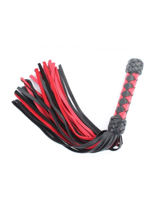 Черно-красная клеть с плетеной ручкой с ромбовидным узором - 45 см. - БДСМ Арсенал - купить с доставкой в Муроме