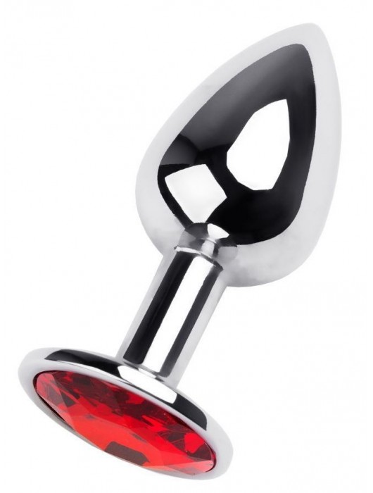 Маленькая коническая серебристая анальная пробка с красным кристаллом - 7 см. - ToyFa - купить с доставкой в Муроме