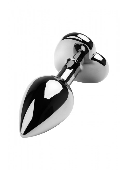 Серебристая коническая анальная пробка с красным кристаллом-сердечком - 7 см. - ToyFa - купить с доставкой в Муроме