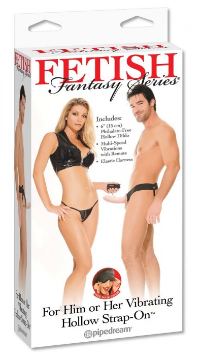 Полый страпон унисекс телесного цвета с вибрацией For Him or Her ​Vibrating Hollow Strap-On - 15 см. - Pipedream - купить с доставкой в Муроме