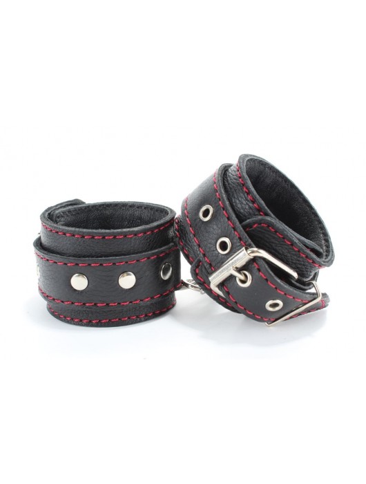 Черный бондажный набор с красной строчкой - БДСМ Арсенал - купить с доставкой в Муроме