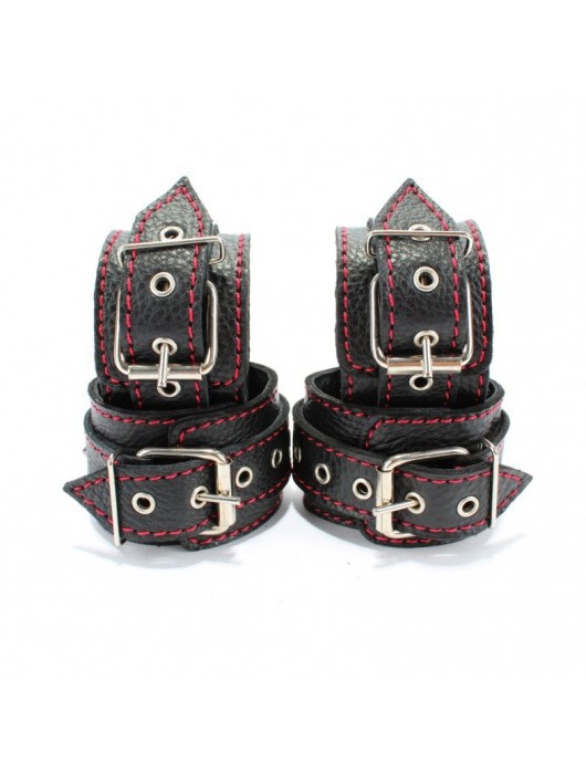 Черный бондажный набор с красной строчкой - БДСМ Арсенал - купить с доставкой в Муроме