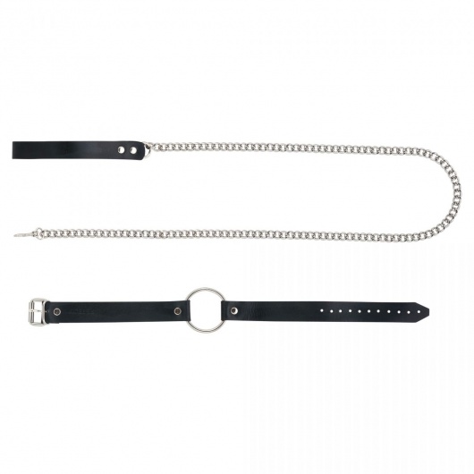 Черный поводок и чокер с кольцом Rada - Rebelts - купить с доставкой в Муроме