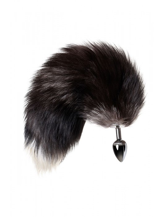 Серебристая металлическая анальная втулка с хвостом чернобурой лисы - размер S - ToyFa - купить с доставкой в Муроме