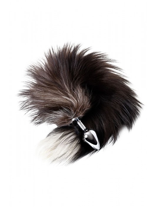 Серебристая металлическая анальная втулка с хвостом чернобурой лисы - размер S - ToyFa - купить с доставкой в Муроме