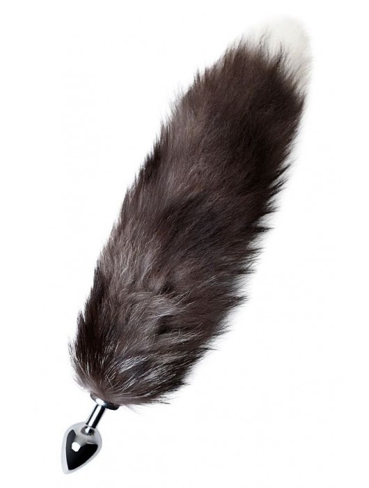 Серебристая металлическая анальная втулка с хвостом чернобурой лисы - размер S - ToyFa - купить с доставкой в Муроме