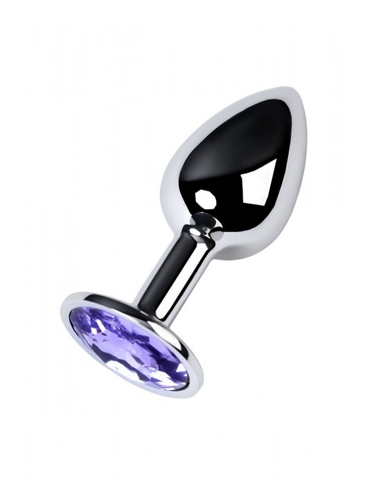 Серебристая конусовидная анальная пробка с фиолетовым кристаллом - 7 см. - ToyFa - купить с доставкой в Муроме