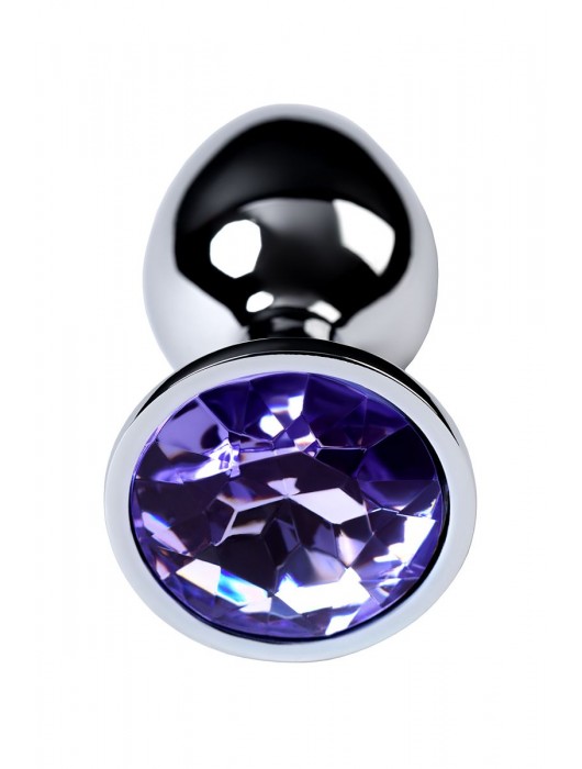 Серебристая конусовидная анальная пробка с фиолетовым кристаллом - 7 см. - ToyFa - купить с доставкой в Муроме