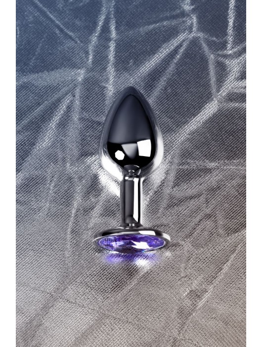 Серебристая конусовидная анальная пробка с фиолетовым кристаллом - 7 см. - ToyFa - купить с доставкой в Муроме