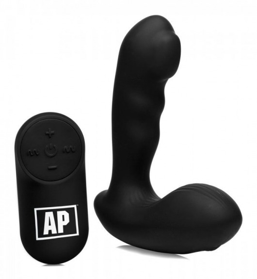 Черный стимулятор простаты Alpha-Pro 7X P-Milker Silicone Prostate Stimulator with Milking Bead - XR Brands - в Муроме купить с доставкой