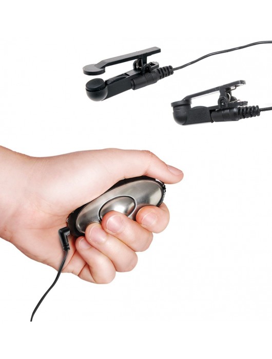 Черные электрические зажимы для сосков Shock Therapy Nipple Clamps - Pipedream - купить с доставкой в Муроме