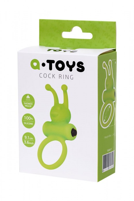 Зеленое эрекционное виброкольцо на пенис Cock Ring - A-toys - в Муроме купить с доставкой