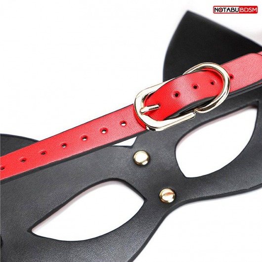 Красно-черная игровая маска с ушками - Notabu - купить с доставкой в Муроме