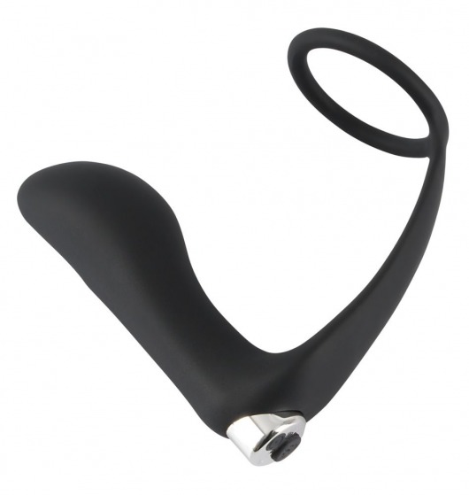 Черное эрекционное кольцо с анальной вибропробкой Vibrating Ring   Plug - Orion - в Муроме купить с доставкой