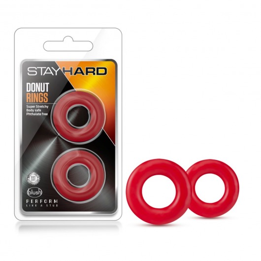 Набор из 2 красных эрекционных колец Stay Hard Donut Rings - Blush Novelties - в Муроме купить с доставкой
