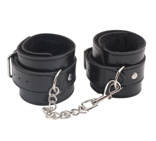 Черные оковы на ноги Obey Me Leather Ankle Cuffs - Chisa - купить с доставкой в Муроме