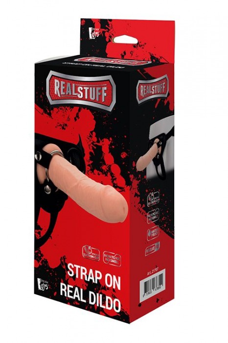 Черные трусики с телесной насадкой STRAP ON REAL DILDO - 21 см. - Dream Toys - купить с доставкой в Муроме