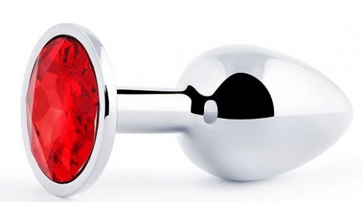 Серебристая анальная пробка с красным стразом - 7,2 см. - Anal Jewelry Plug - купить с доставкой в Муроме