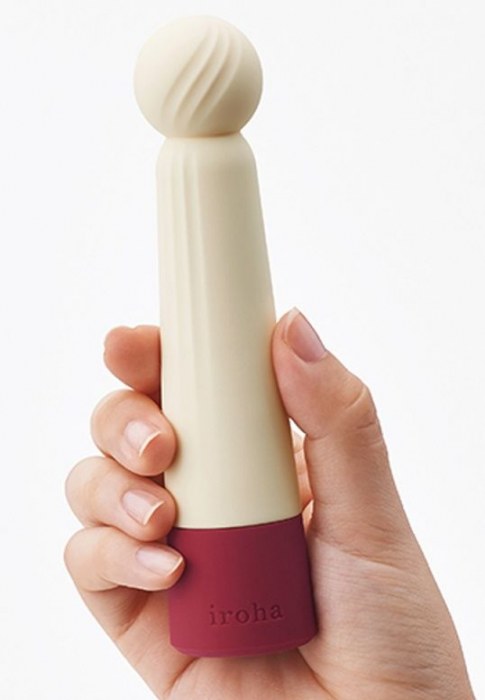 Бежевый вибратор с шаровидной мягкой головкой IROHA Rin Akane - 14,8 см. - Tenga