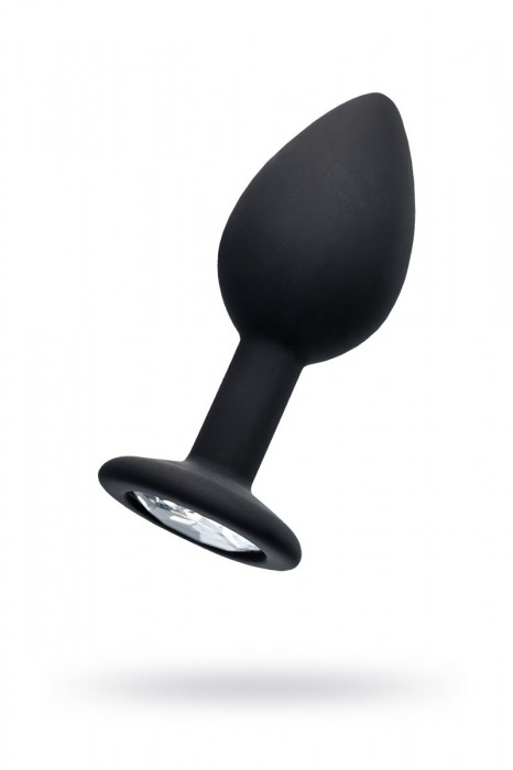 Черная анальная втулка с прозрачным стразом - 7,2 см. - POPO Pleasure - купить с доставкой в Муроме