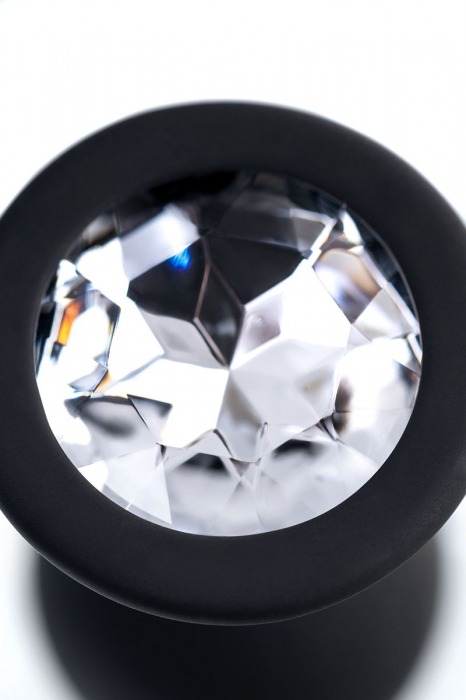 Черная анальная втулка с прозрачным стразом - 7,2 см. - POPO Pleasure - купить с доставкой в Муроме