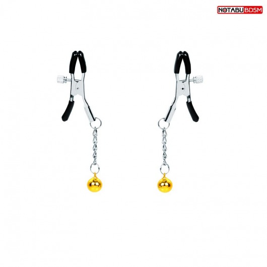 Оригинальные зажимы на соски с желтыми шариками - Notabu - купить с доставкой в Муроме