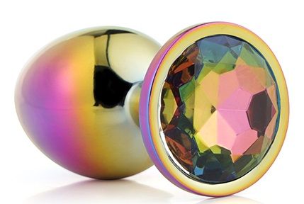 Голографическая анальная втулка с радужным кристаллом - 7,1 см. - Dream Toys - купить с доставкой в Муроме