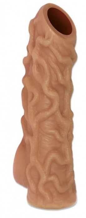 Телесная насадка с венками и открытой головкой Nude Sleeve L - 14 см. - KOKOS - в Муроме купить с доставкой