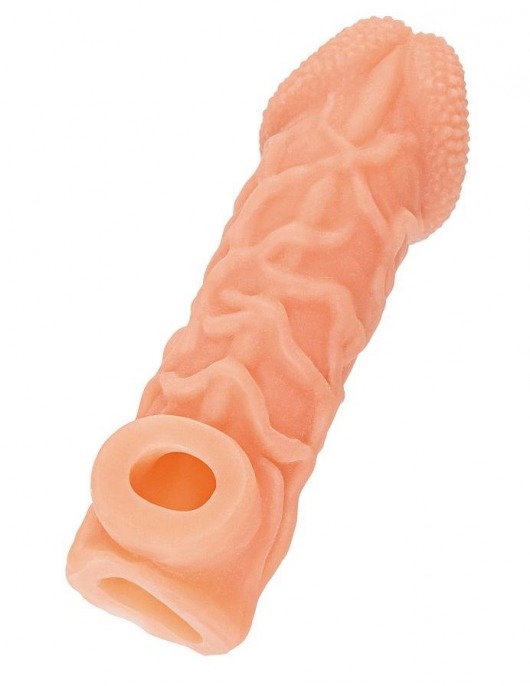 Телесная закрытая насадка с венками Cock Sleeve Size S - 13,8 см. - KOKOS - в Муроме купить с доставкой