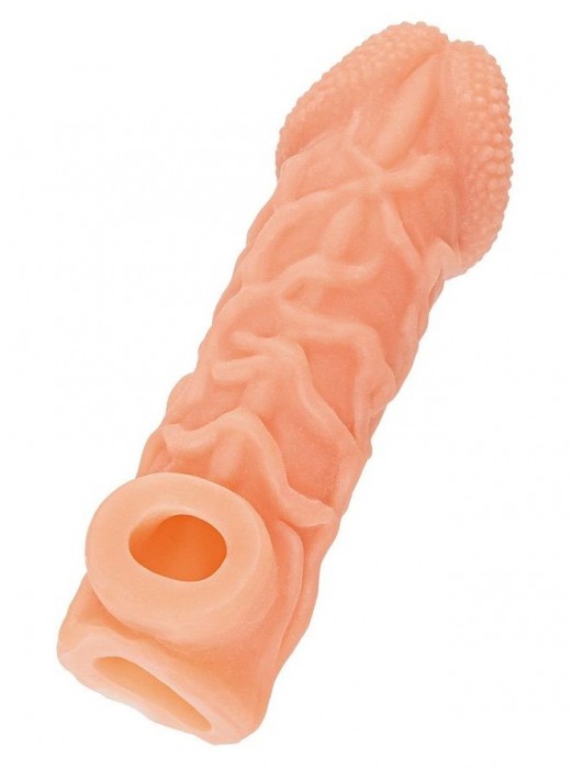 Телесная закрытая насадка с венками Cock Sleeve Size L - 17,6 см. - KOKOS - в Муроме купить с доставкой