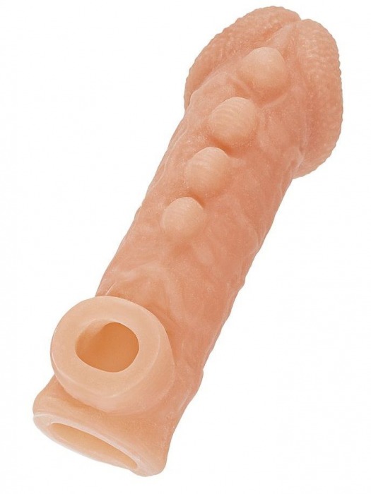 Телесная закрытая насадка с шишечками Cock Sleeve Size L - 17,6 см. - KOKOS - в Муроме купить с доставкой