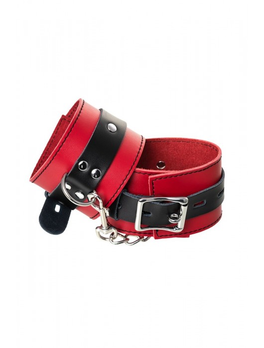 Красно-черные оковы на ноги из кожи - ToyFa - купить с доставкой в Муроме